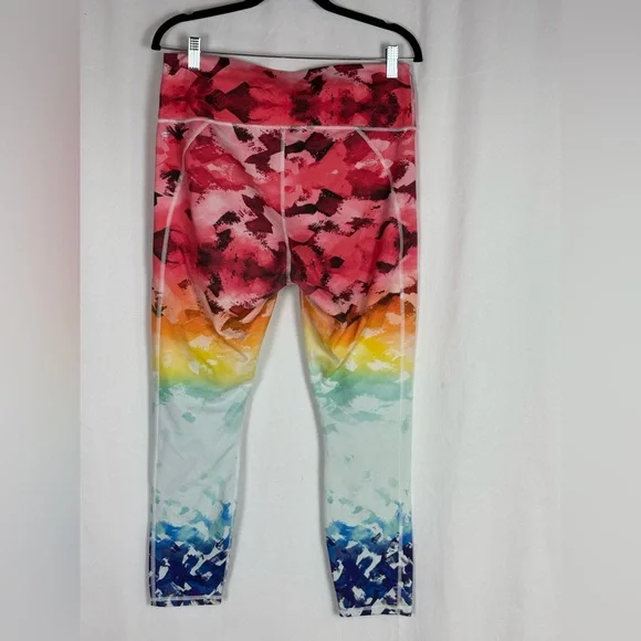 Fabletics Rainbow Ombre High-Waist Leggings in Red, Orange, Yellow, Green, Blue - Picture 3 of 4